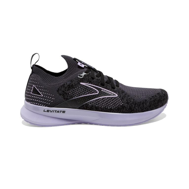 Brooks LEVITATE STEALTHFIT 5 Energy Return Road Running Shoes Womens Sale - Black/Ebony/grey Charcoa